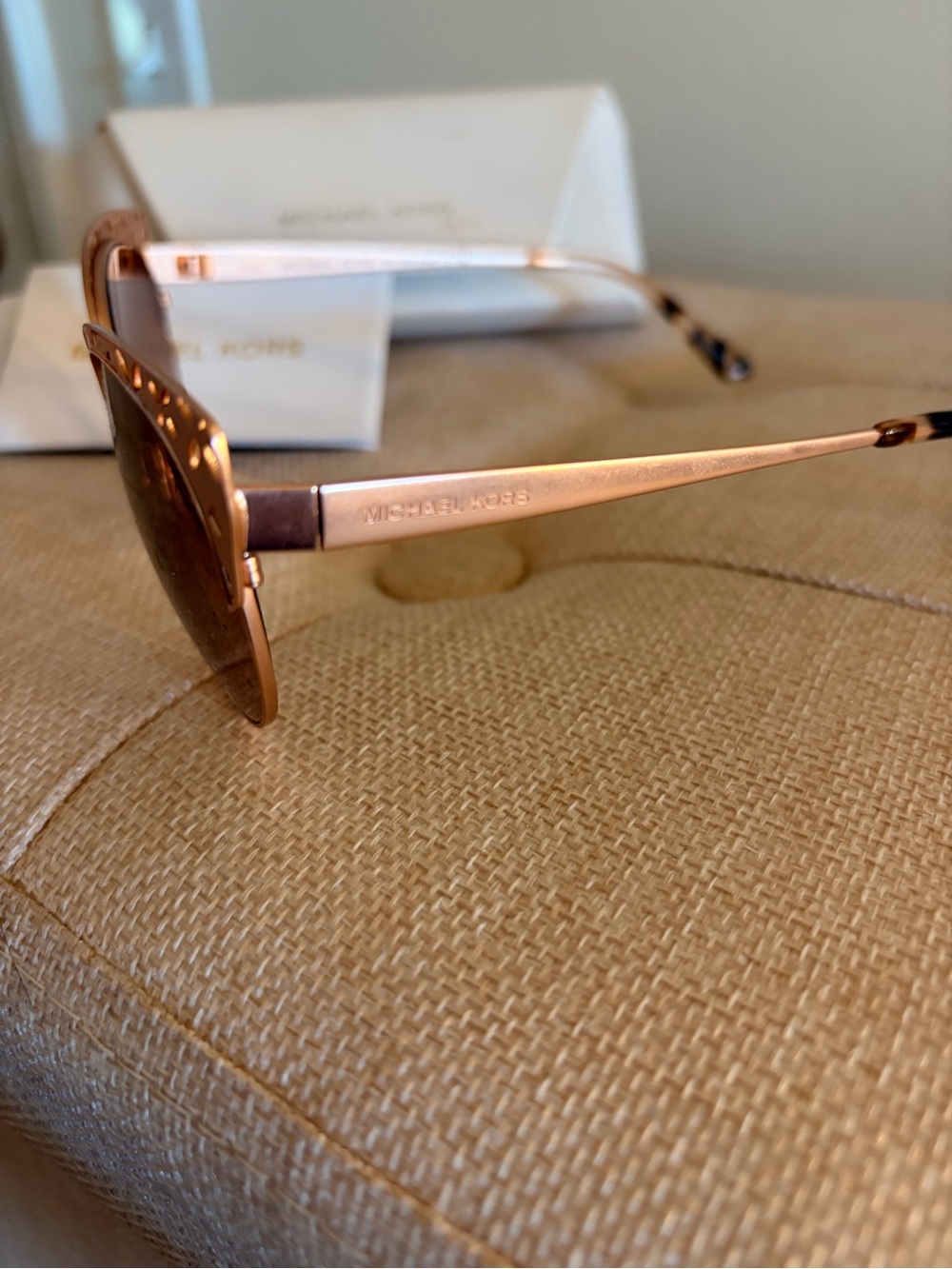 Michael Kors Rose Gold Cat Eye Sunglasses with Brown Lenses - Picture 4 of 4